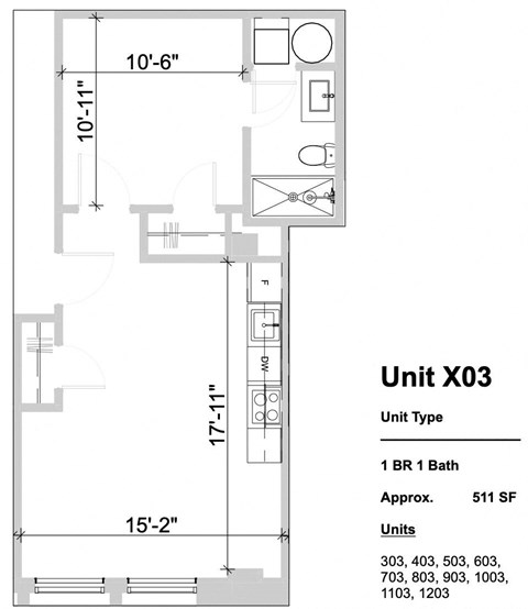 X03 - 1 Bed 1 Bath